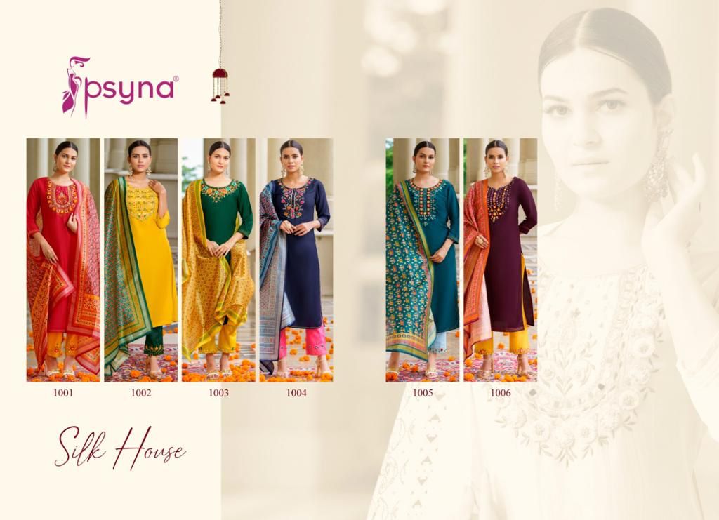 psyna silk house chinnon festive look top bottom with dupatta catalog