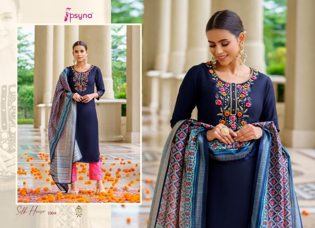 psyna silk house chinnon festive look top bottom with dupatta catalog