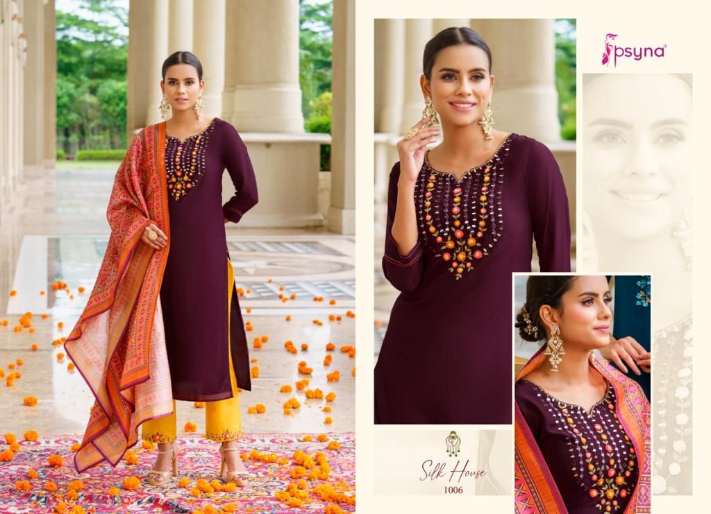 psyna silk house chinnon festive look top bottom with dupatta catalog