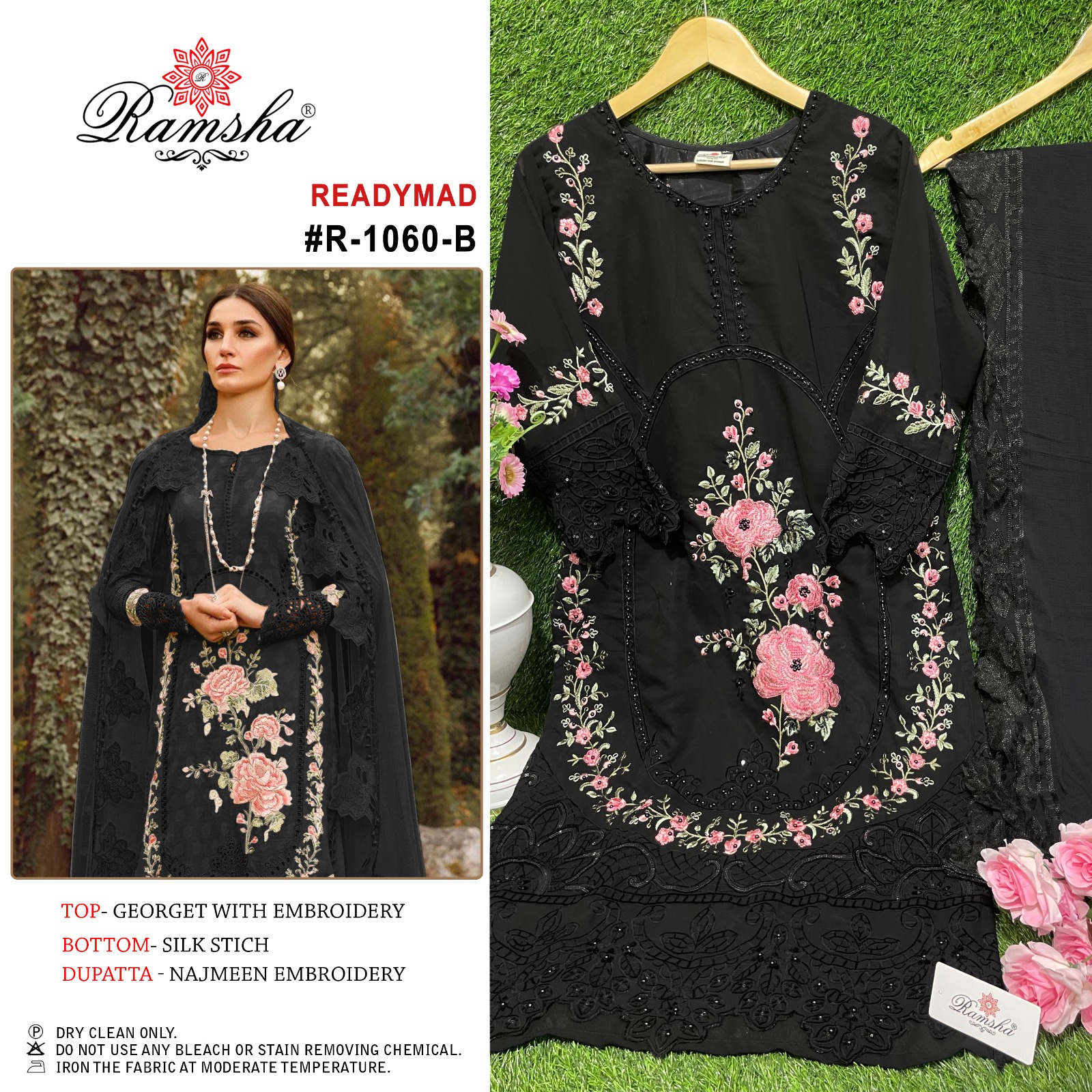 ramsha d no r 1060 nx Georgtte attrective embroidery look top bottom with dupatta catalog