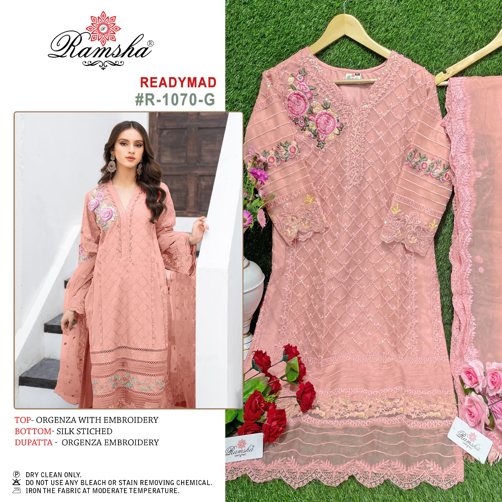 ramsha ramsha r 1070 orgenza decent embroidery look top bottom with dupatta catalog