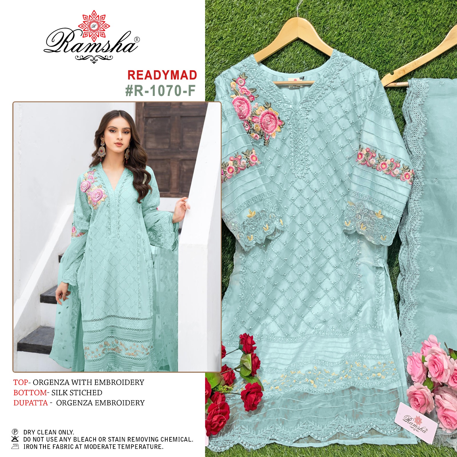 ramsha ramsha r 1070 orgenza decent embroidery look top bottom with dupatta catalog