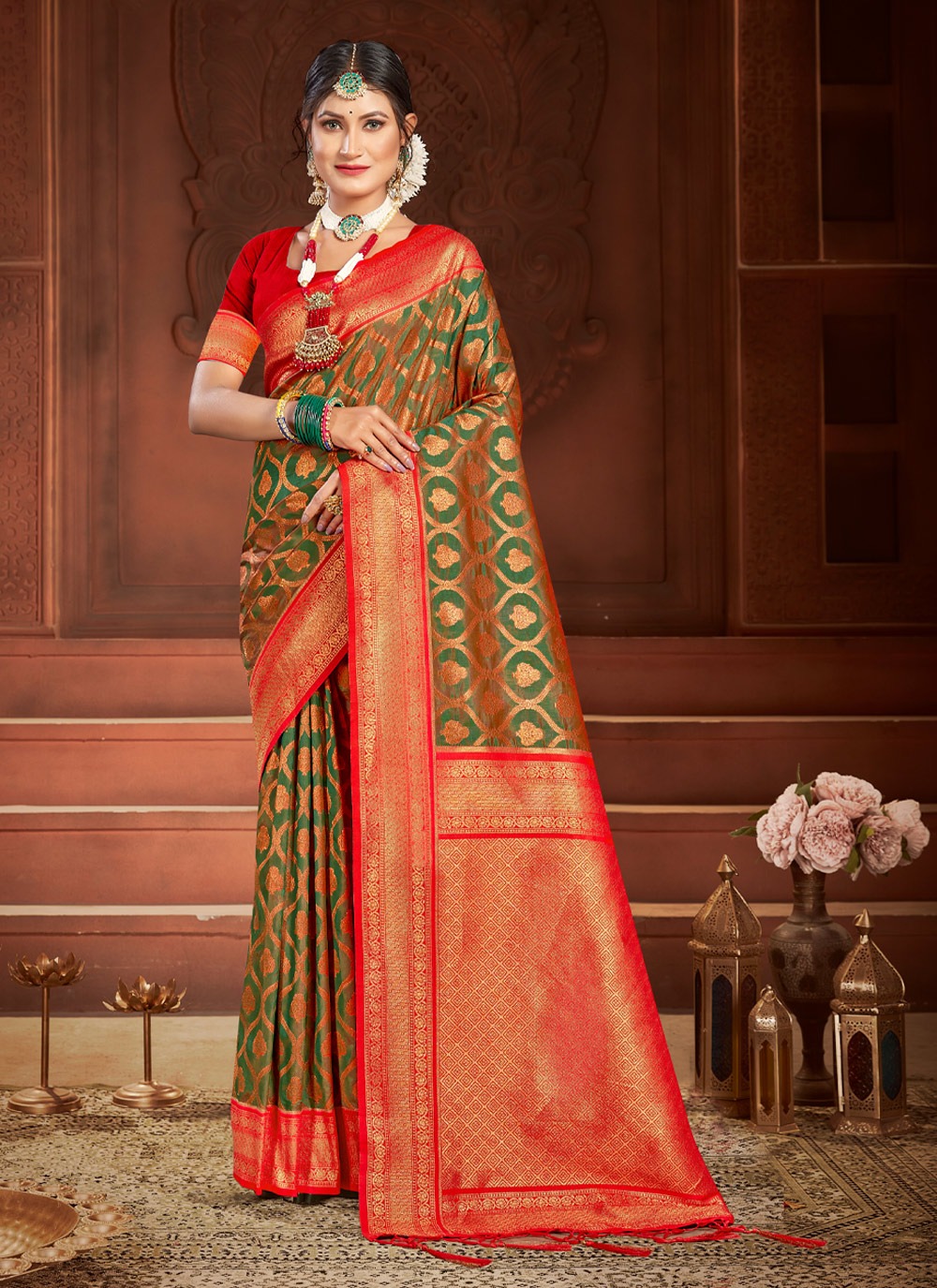 sangam print florina banarsi silk festive look saree catalog