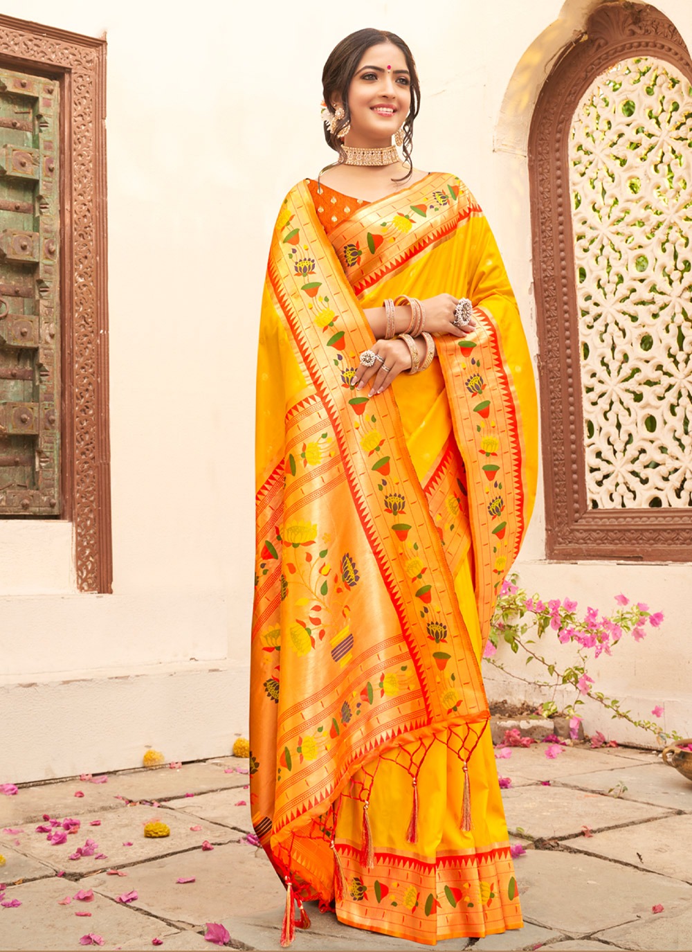 sangam print mariya Paithani Silk elegant look saree catalog