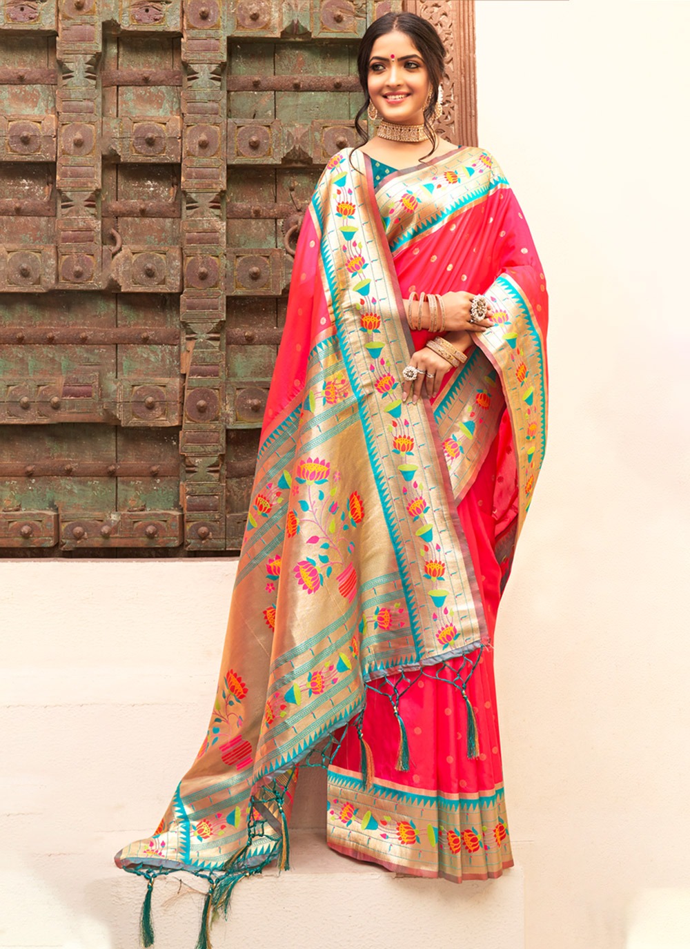 sangam print mariya Paithani Silk elegant look saree catalog