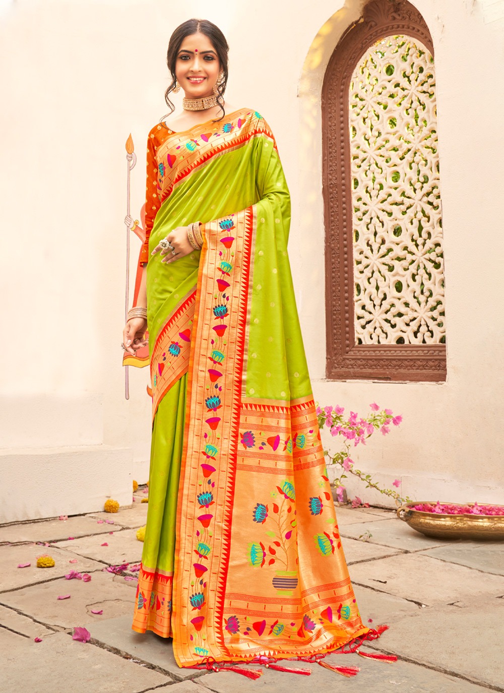 sangam print mariya Paithani Silk elegant look saree catalog