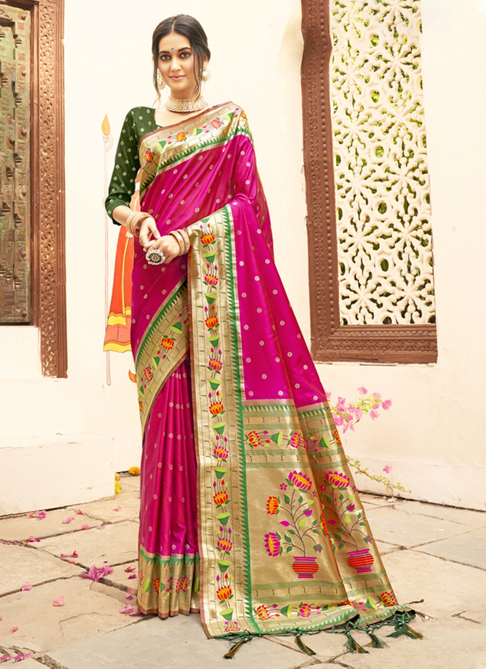 sangam print mariya Paithani Silk elegant look saree catalog