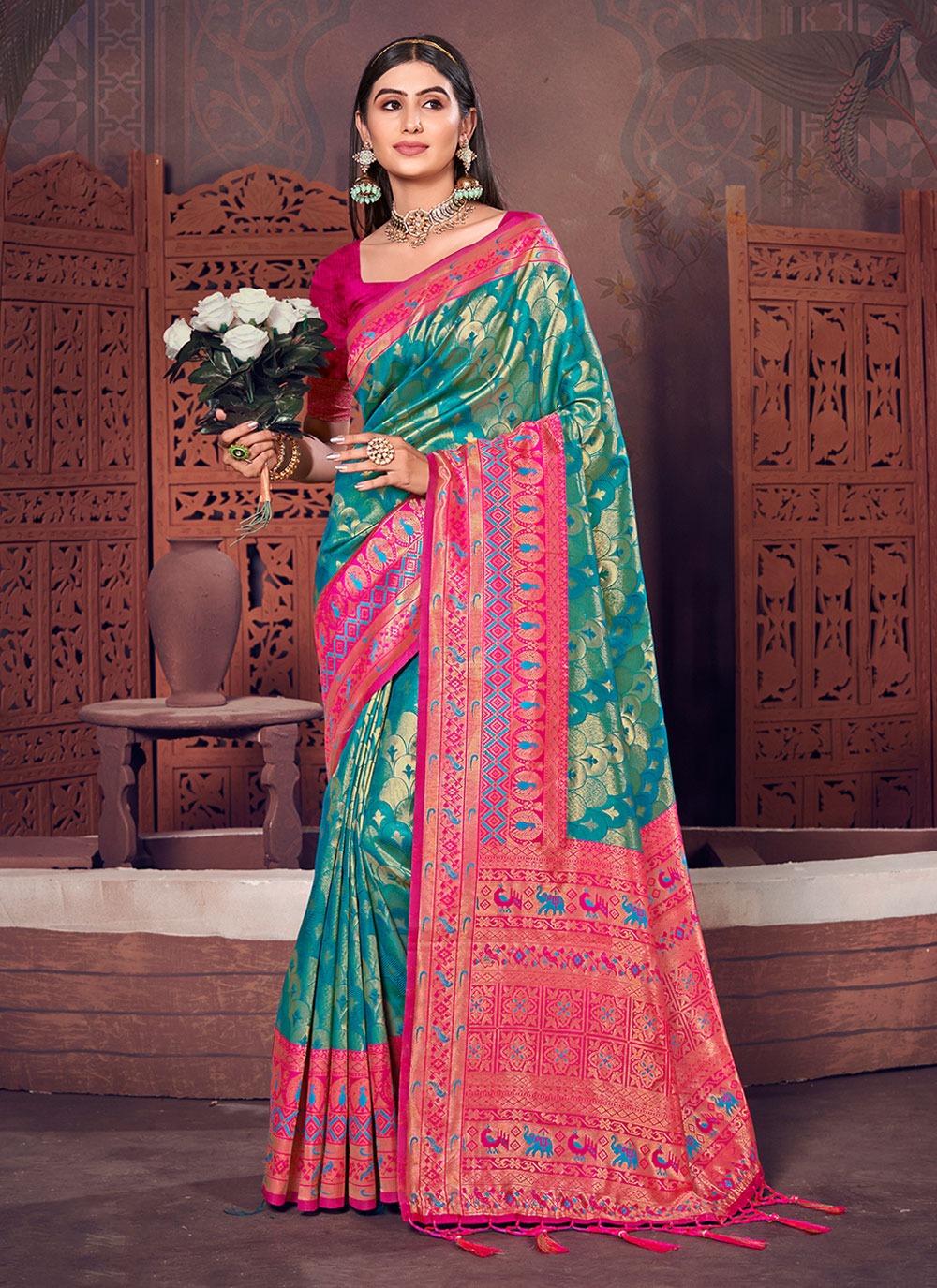 sangam print rajshree Kanjivaram Silk regal print saree catalog