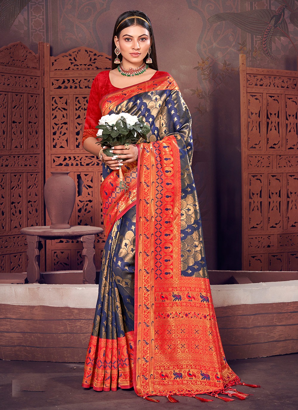 sangam print rajshree Kanjivaram Silk regal print saree catalog