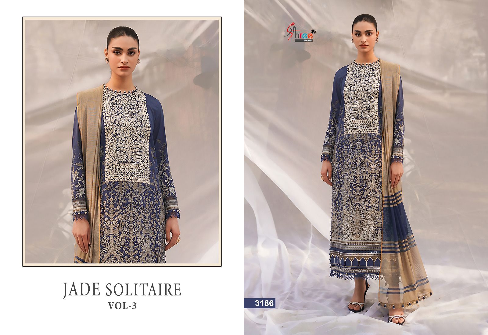 shree fabs Jade Solitaire Vol 3 cotton elegant look salwar suit with shiffon dupatta catalog