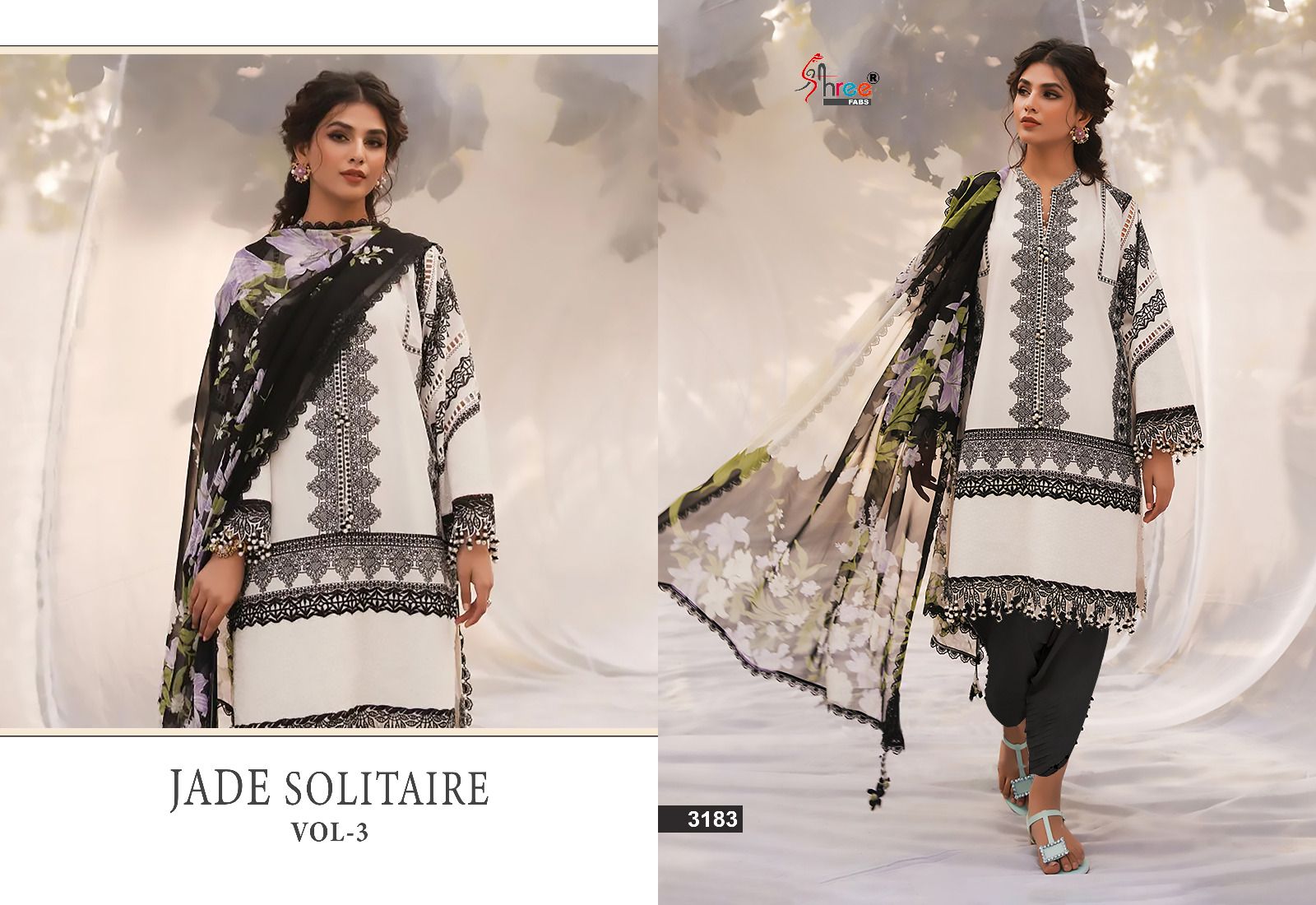 shree fabs Jade Solitaire Vol 3 cotton elegant look salwar suit with shiffon dupatta catalog