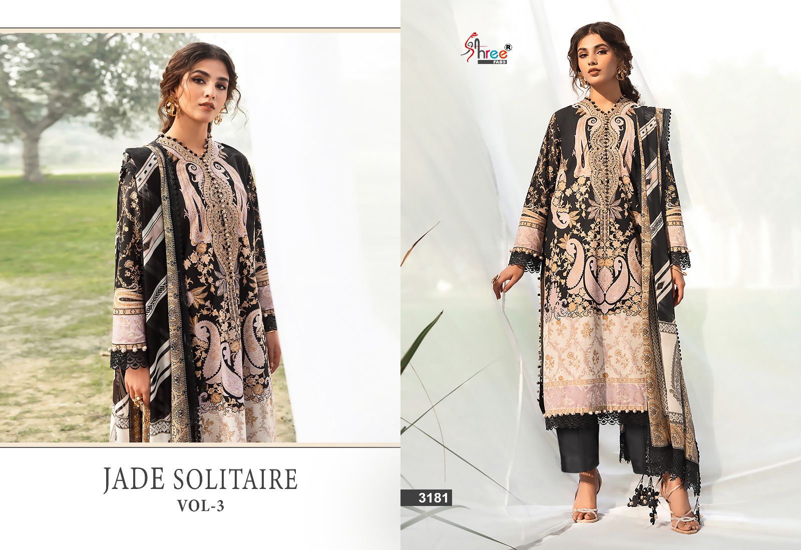 shree fabs Jade Solitaire Vol 3 cotton elegant look salwar suit with shiffon dupatta catalog