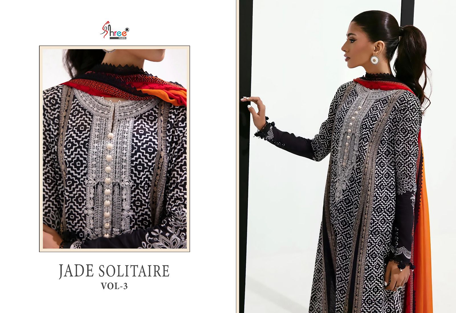 shree fabs Jade Solitaire Vol 3 cotton elegant look salwar suit with shiffon dupatta catalog