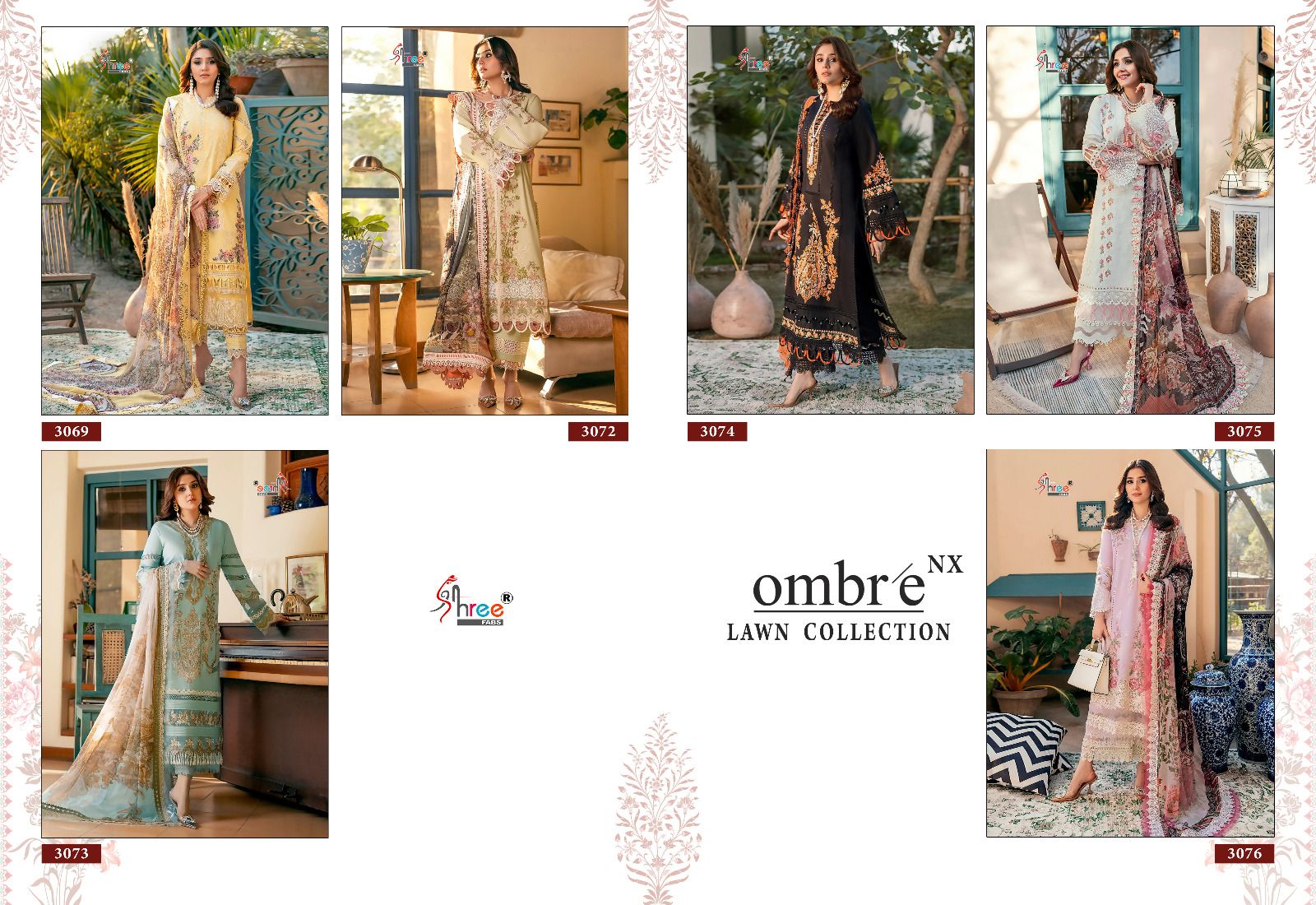 shree fabs ombre lawn collection nx  cotton catchy look salwar suit with silver dupatta catalog