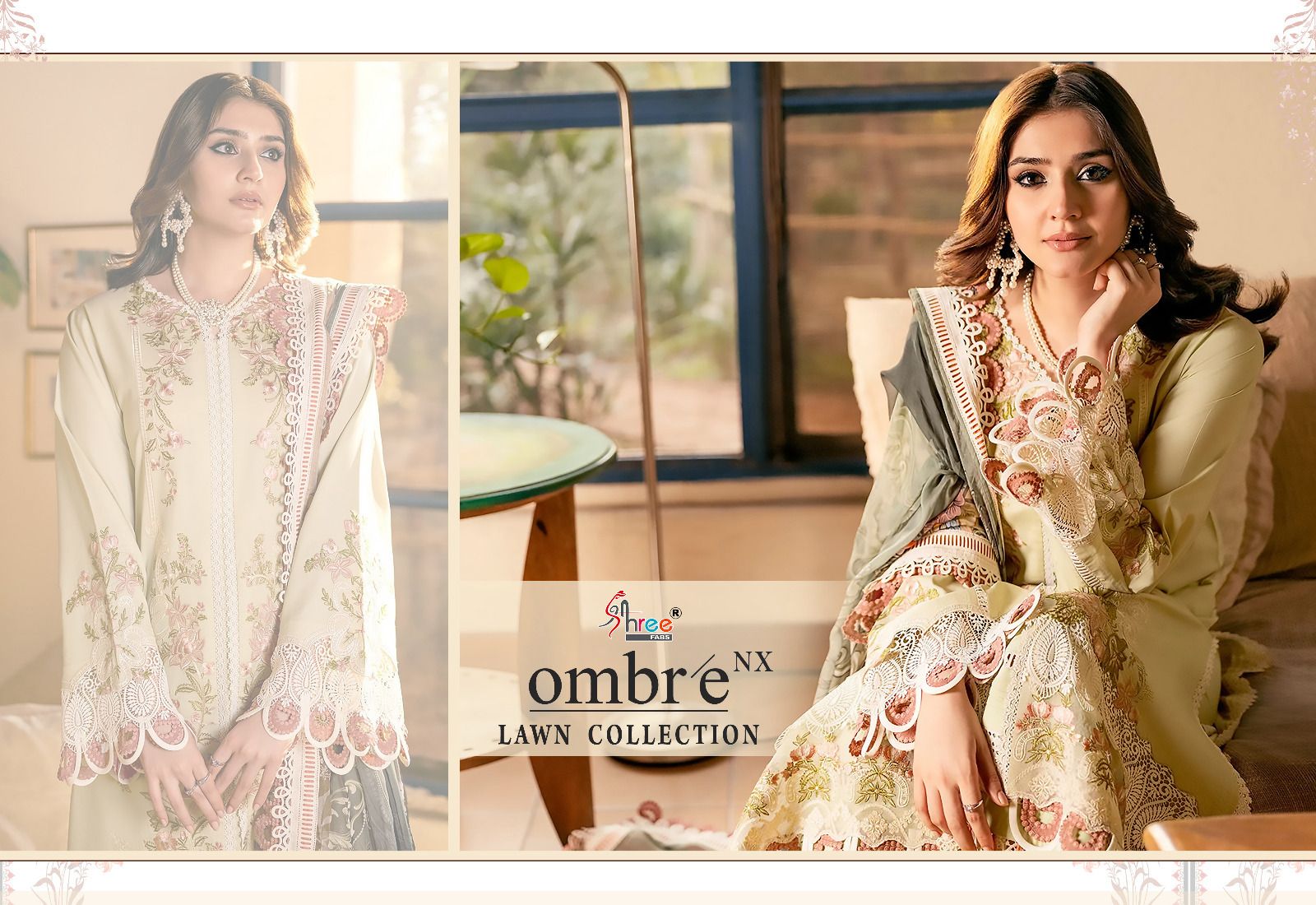 shree fabs ombre lawn collection nx  cotton catchy look salwar suit with silver dupatta catalog