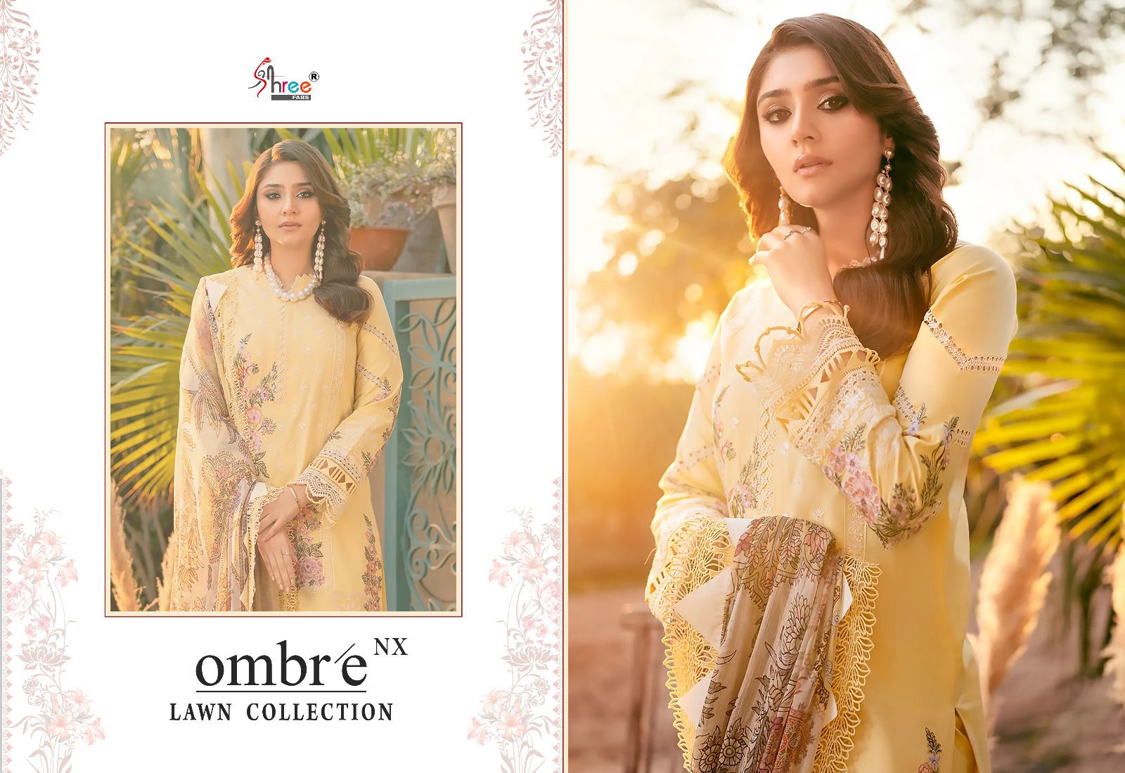 shree fabs ombre lawn collection nx  cotton catchy look salwar suit with silver dupatta catalog