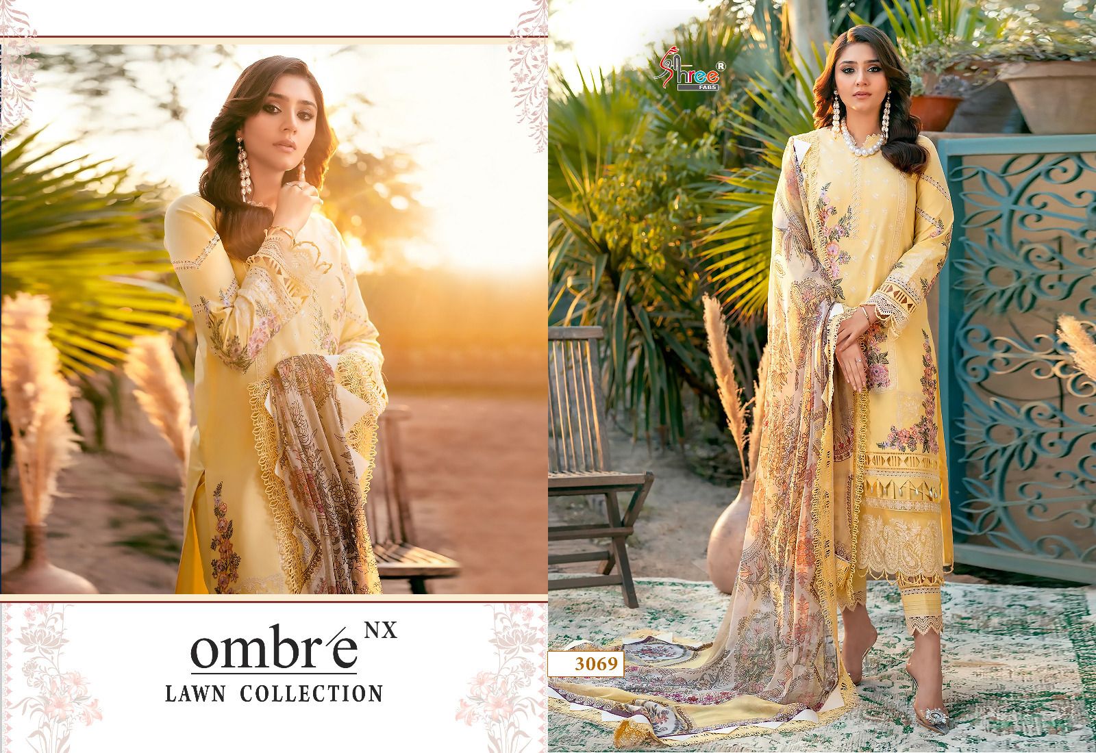 shree fabs ombre lawn collection nx  cotton catchy look salwar suit with silver dupatta catalog