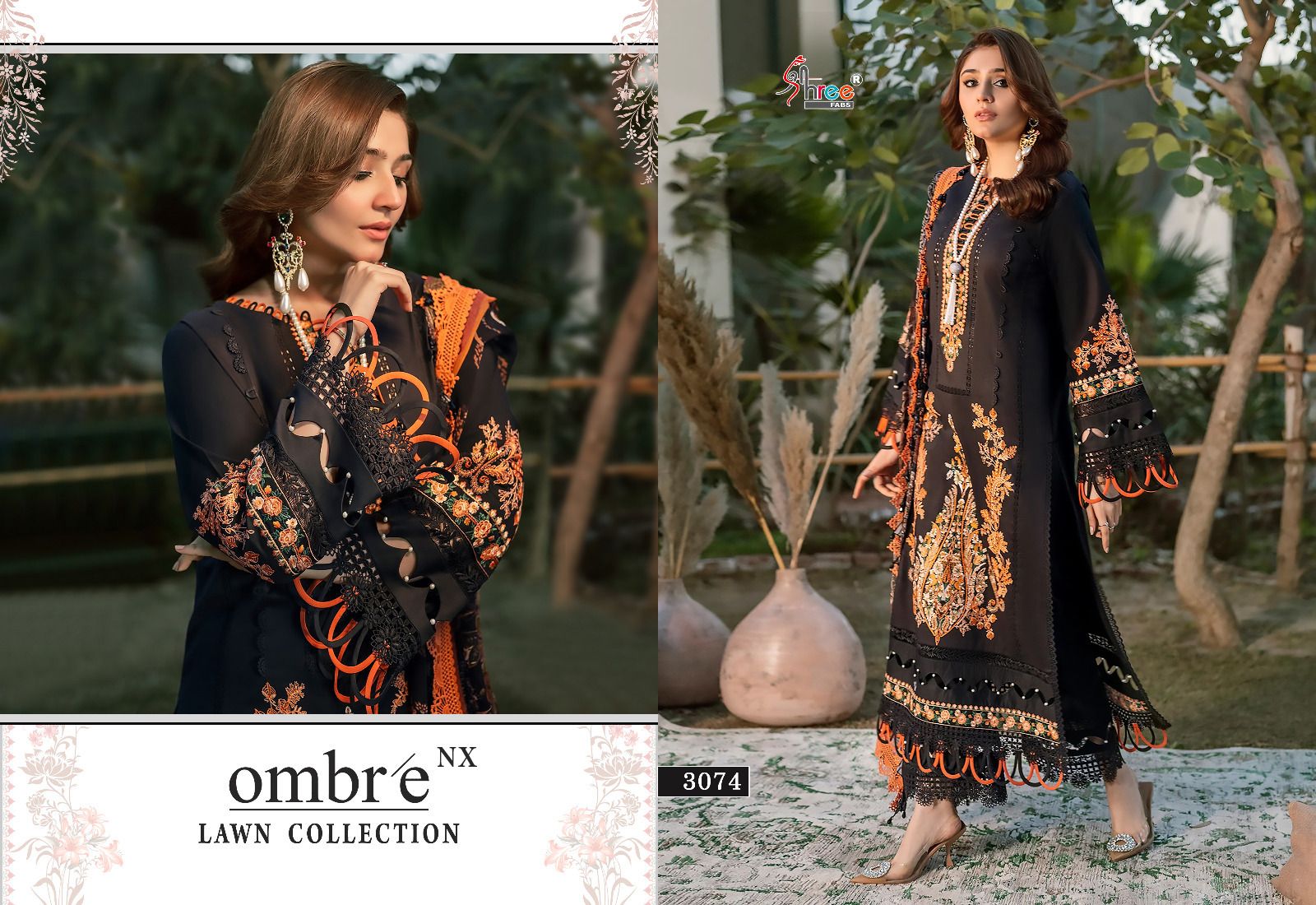 shree fabs ombre lawn collection nx  cotton catchy look salwar suit with silver dupatta catalog