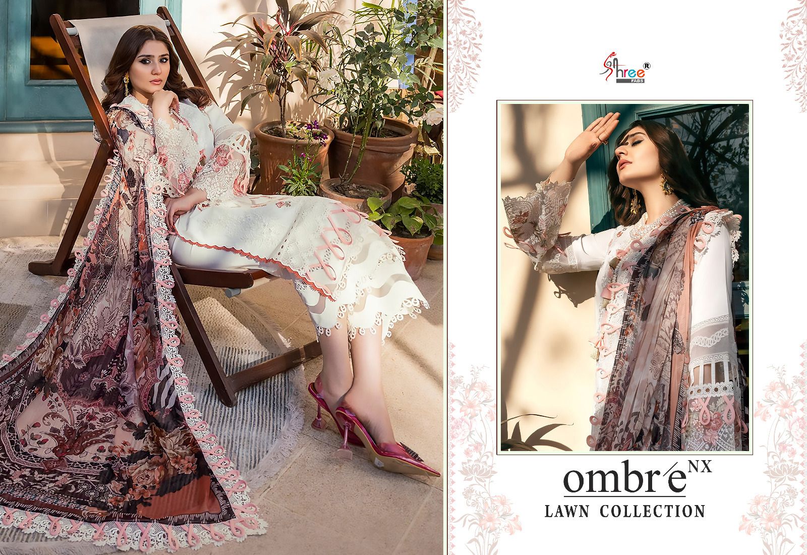 shree fabs ombre lawn collection nx  cotton catchy look salwar suit with silver dupatta catalog