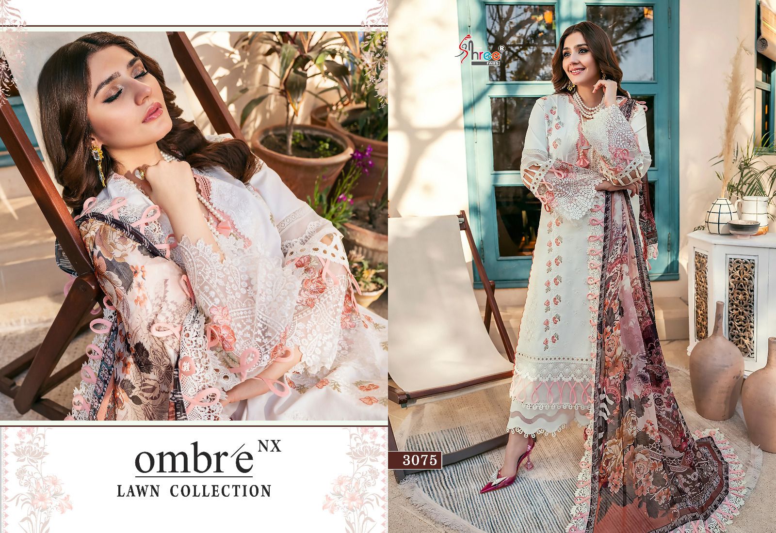 shree fabs ombre lawn collection nx  cotton catchy look salwar suit with silver dupatta catalog