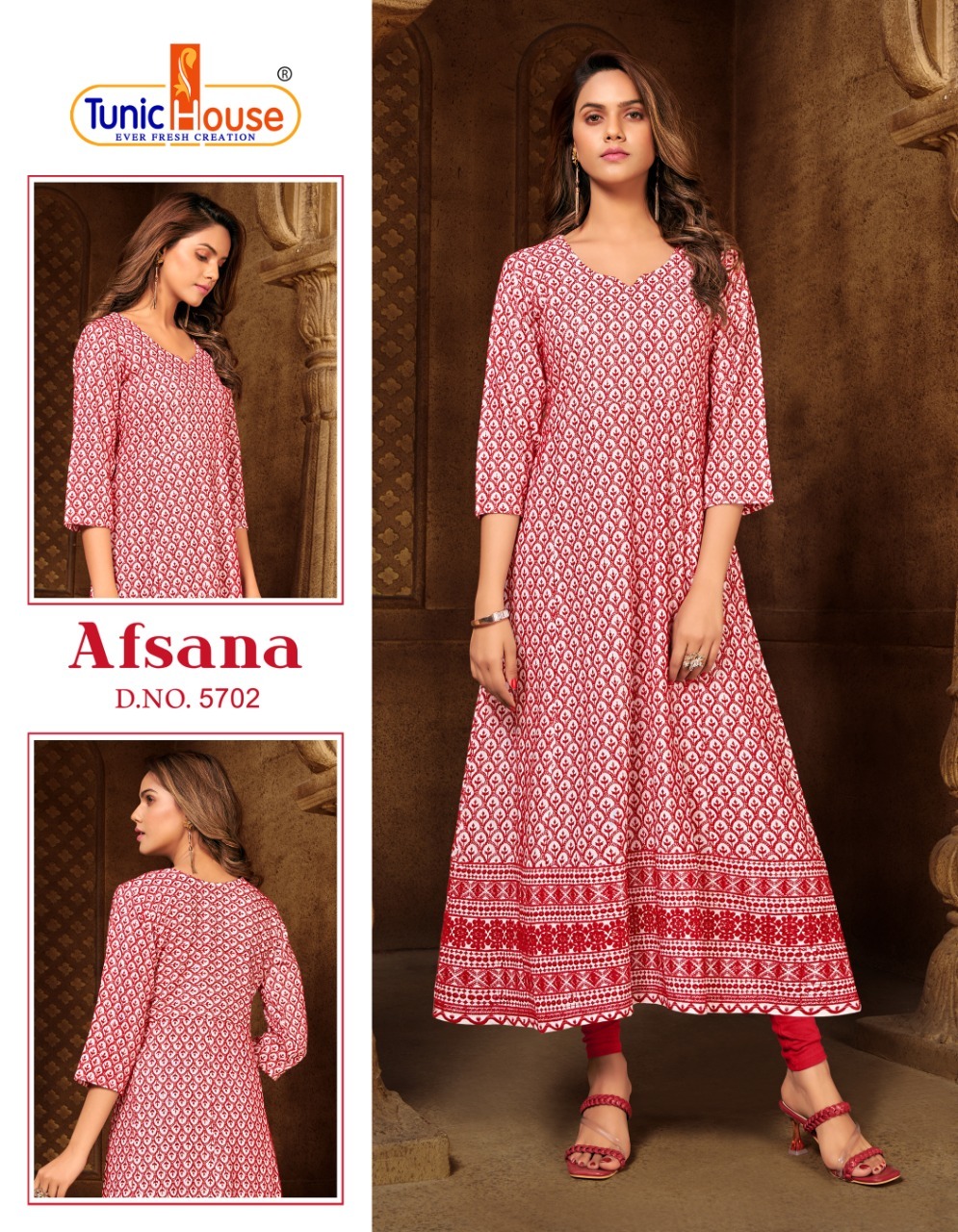 tunic house afsana viscose innovative look anarkali kurti size set