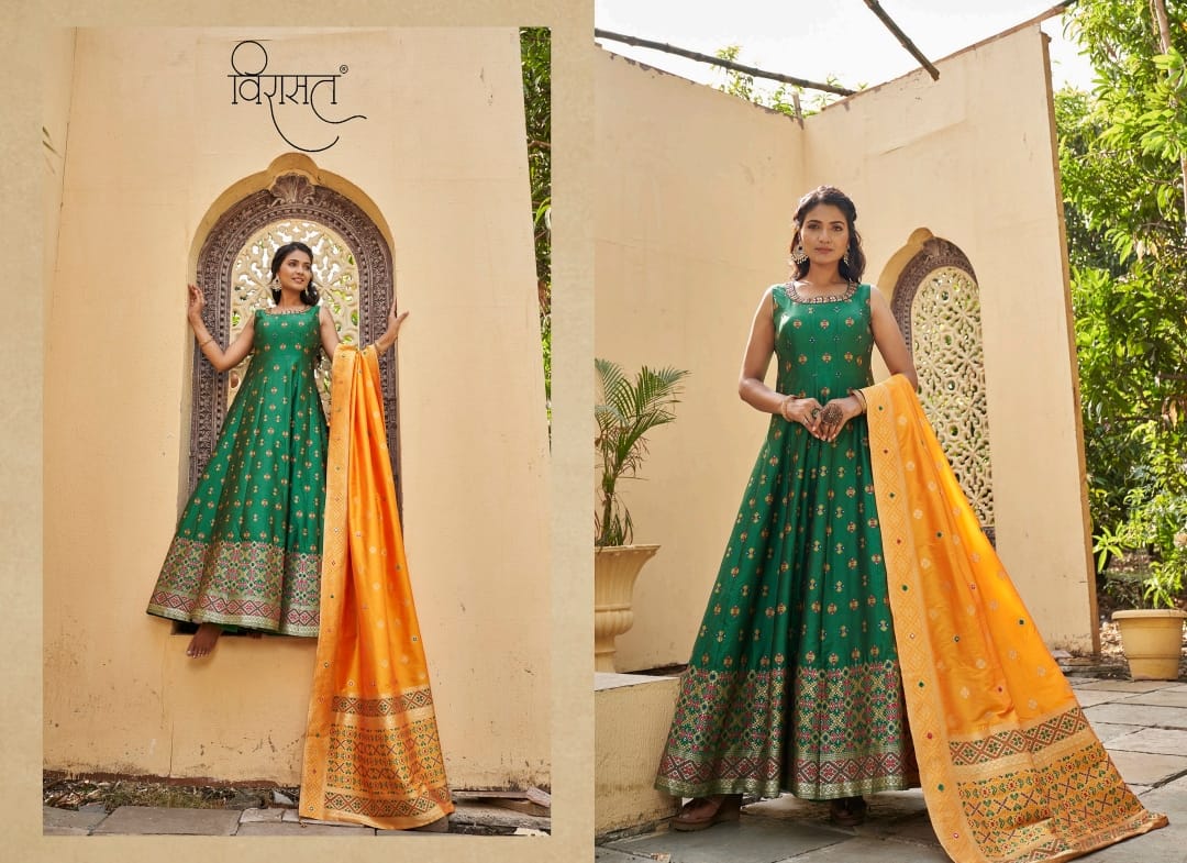 virasat Banarasiya Vol 2 jaquard silk innovative look indo western catalog