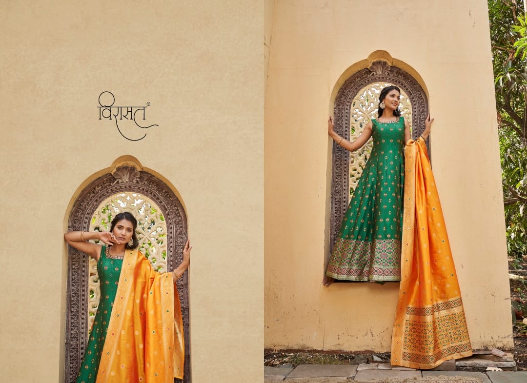 virasat Banarasiya Vol 2 jaquard silk innovative look indo western catalog