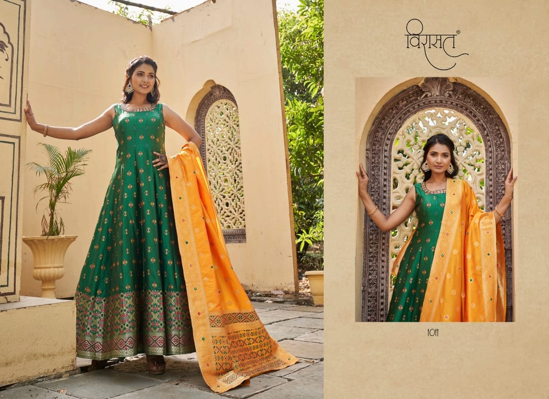 virasat Banarasiya Vol 2 jaquard silk innovative look indo western catalog