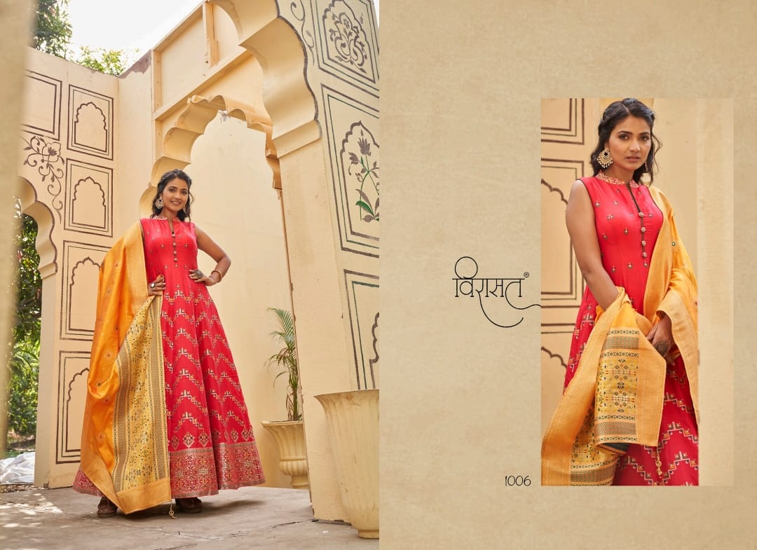 virasat Banarasiya Vol 2 jaquard silk innovative look indo western catalog