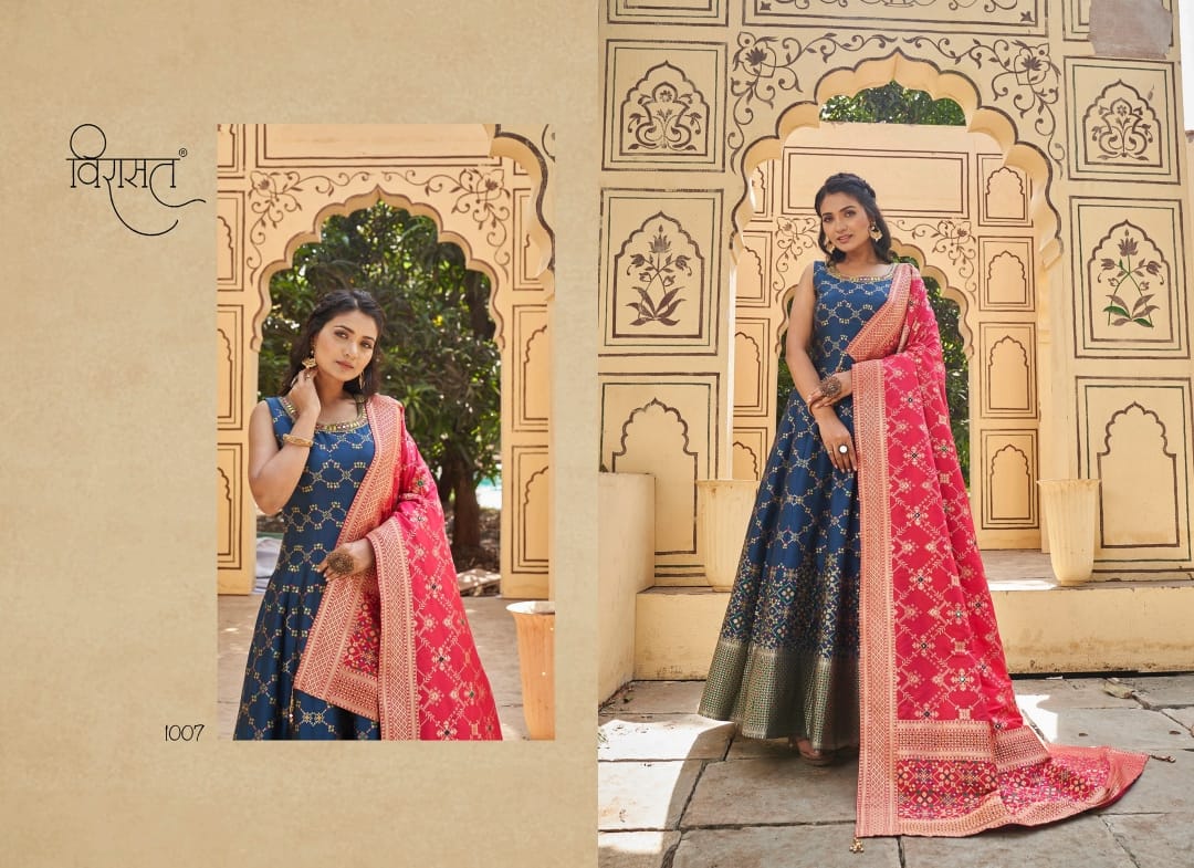 virasat Banarasiya Vol 2 jaquard silk innovative look indo western catalog