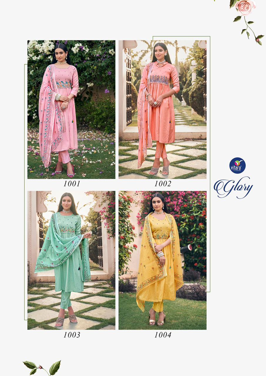 vitara fashion glory cotton innovative look kurti pant dupatta catalog