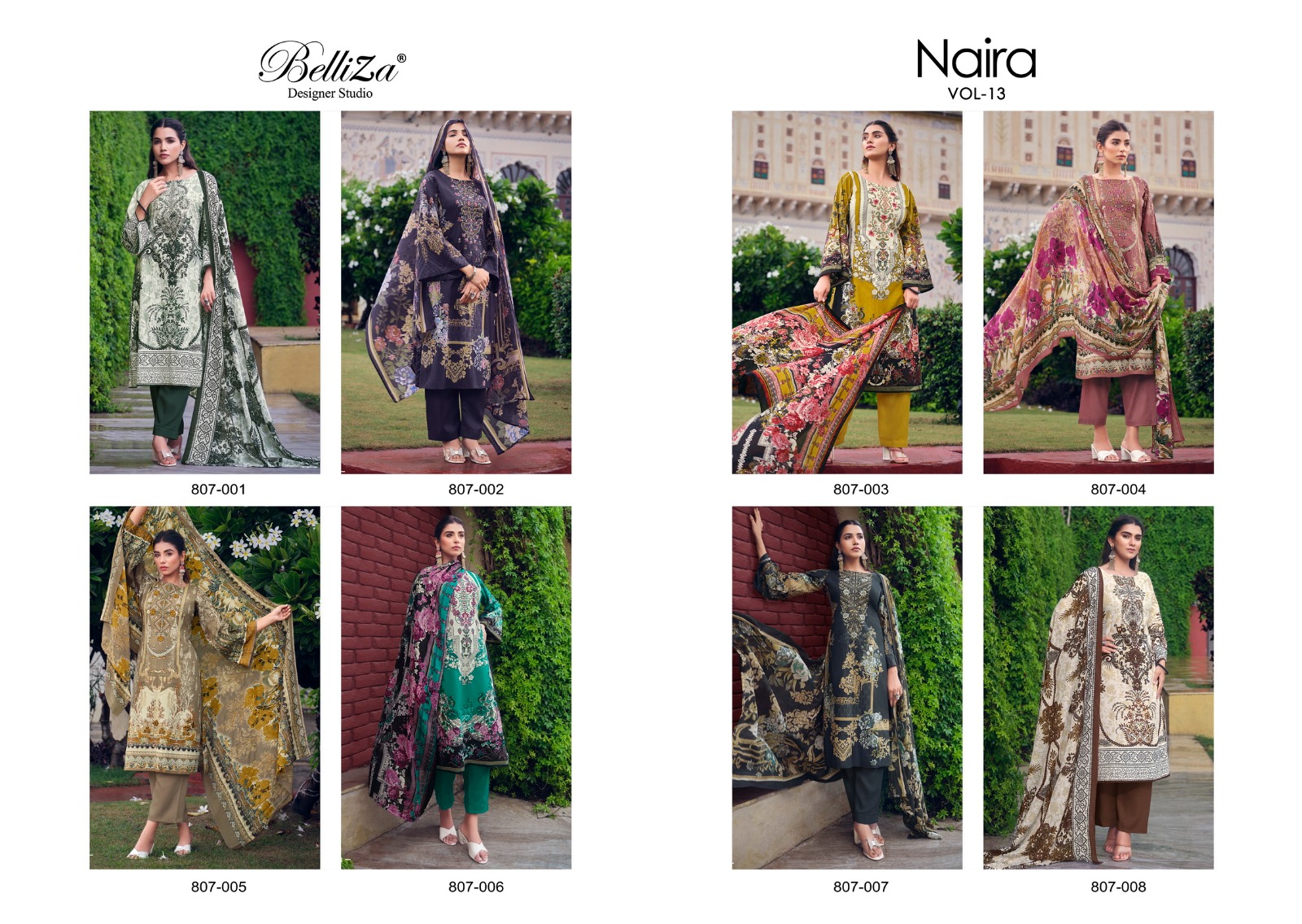 belliza designer studio naira vol 13 cotton innovative look salwar suit catalog