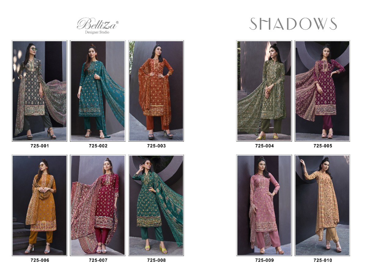 belliza designer studio shadows crape innovative look salwar suit catalog