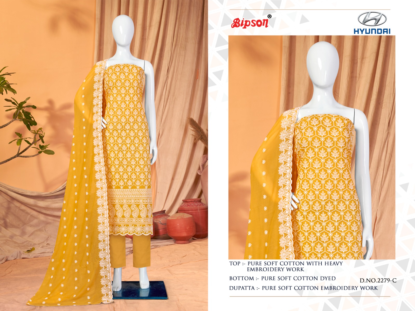 bipson hyundai 2279 cotton attractive look salwar suit catalog