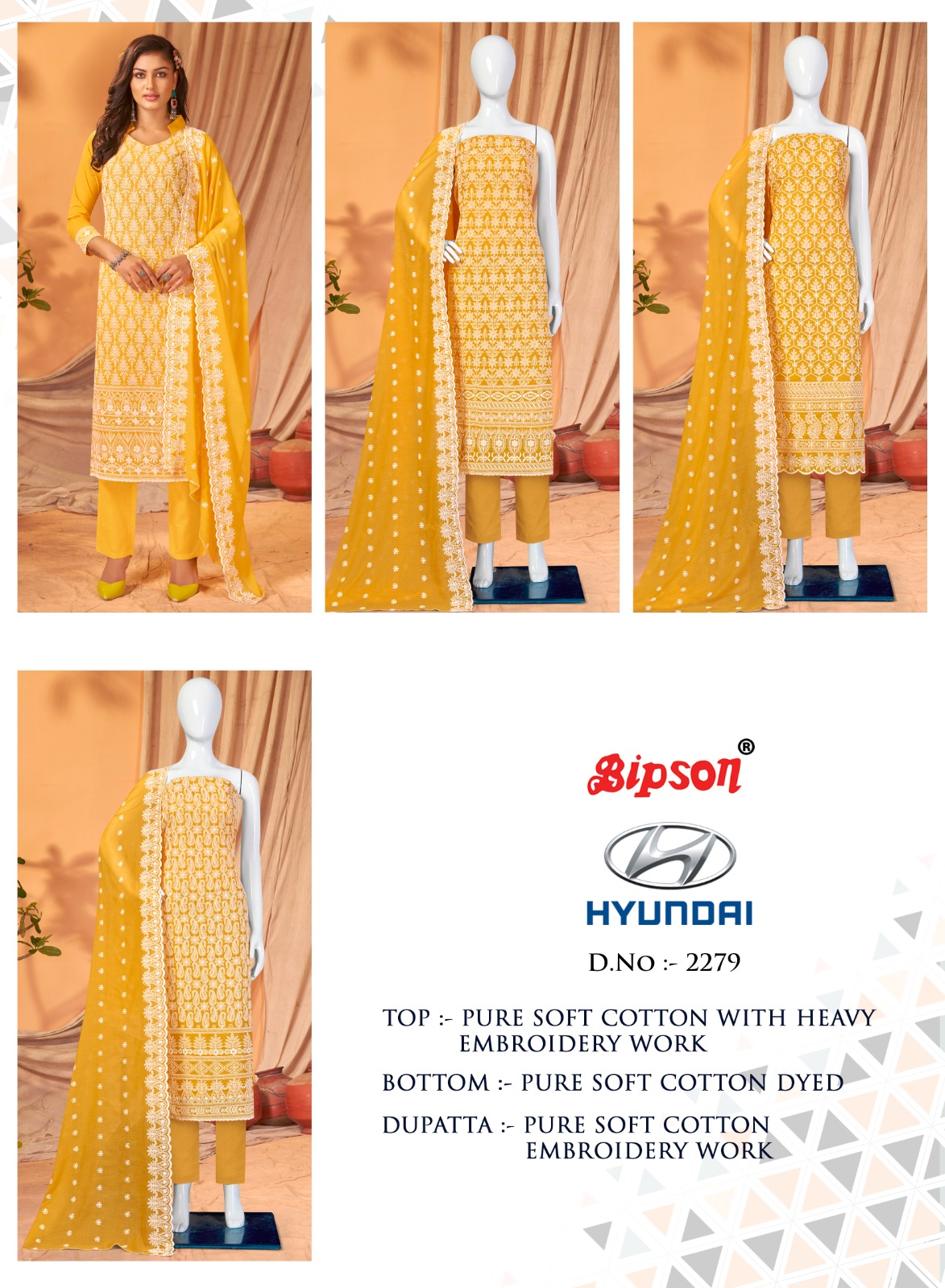 bipson hyundai 2279 cotton attractive look salwar suit catalog