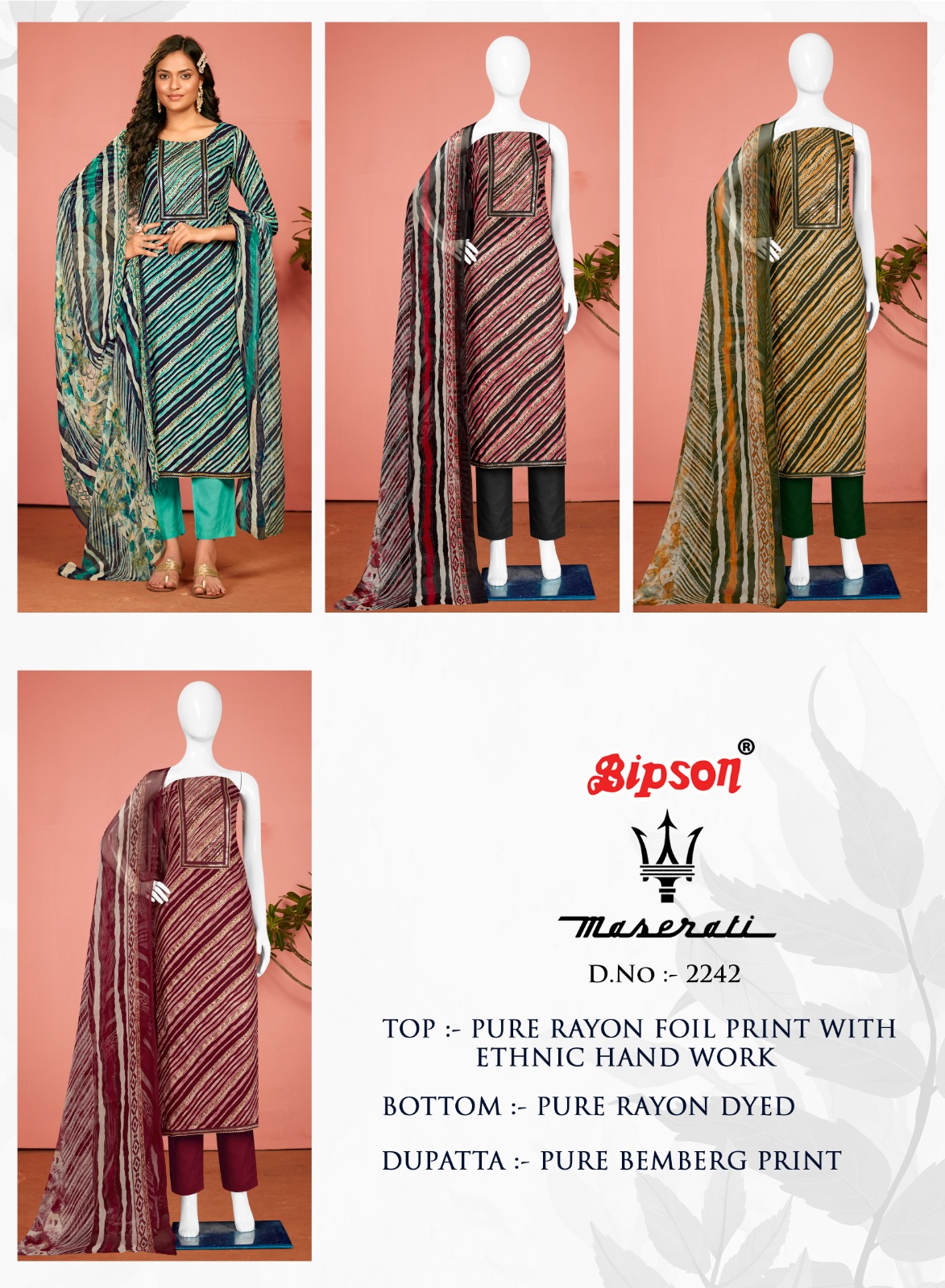 bipson Maserati 2242 cotton catchy look salwar suit catalog