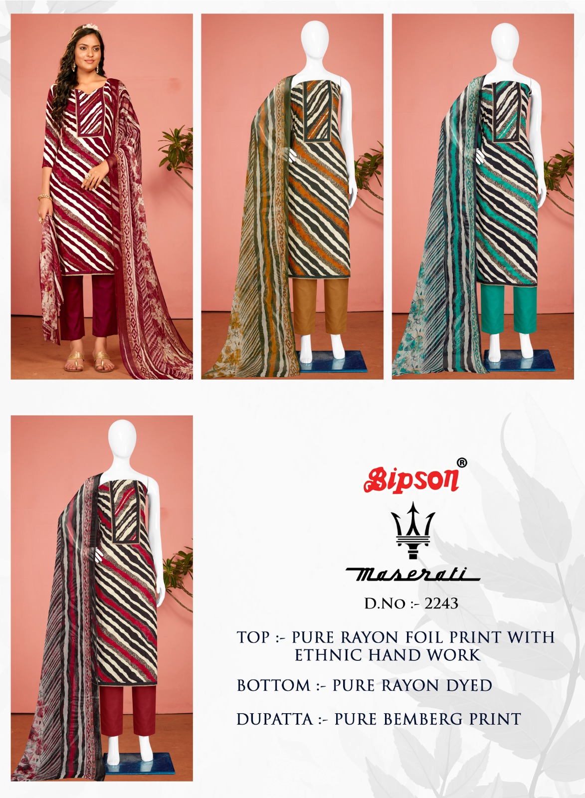 bipson Maserati 2243 cotton elegant look salwar suit catalog