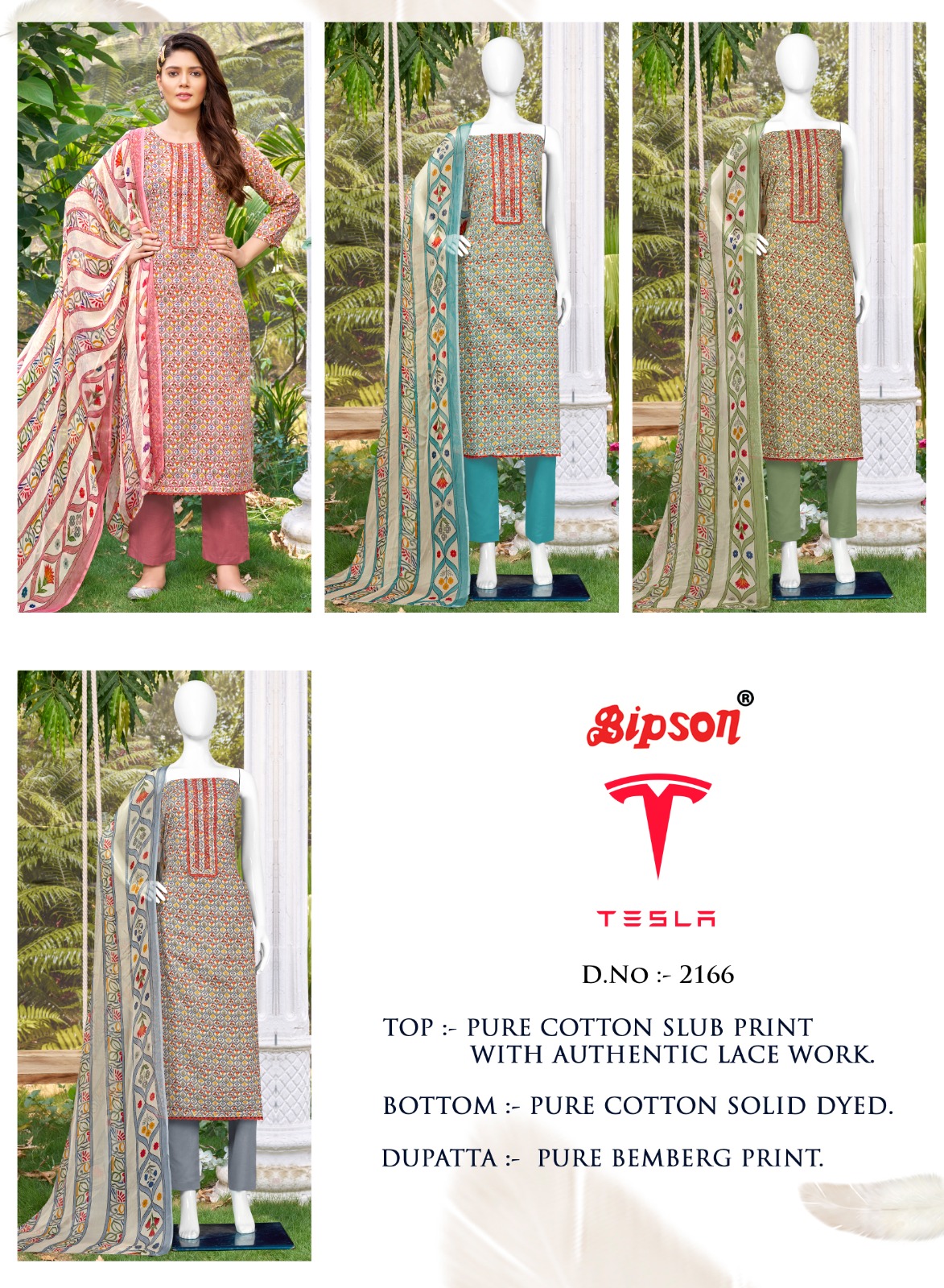 bipson tesla 2166 cotton exclusive print salwar suit catalog