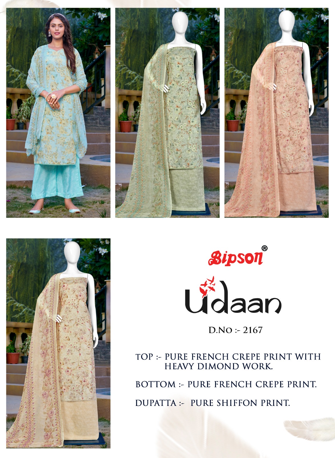 bipson udaan 2167 cotton elegant look salwar suit catalog