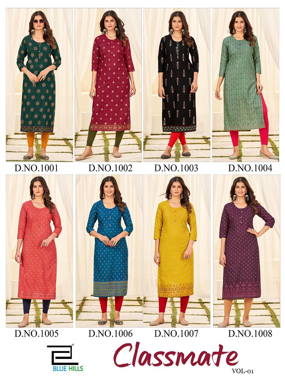 blue hills classmate vol 1 rayon decent look kurti catalog