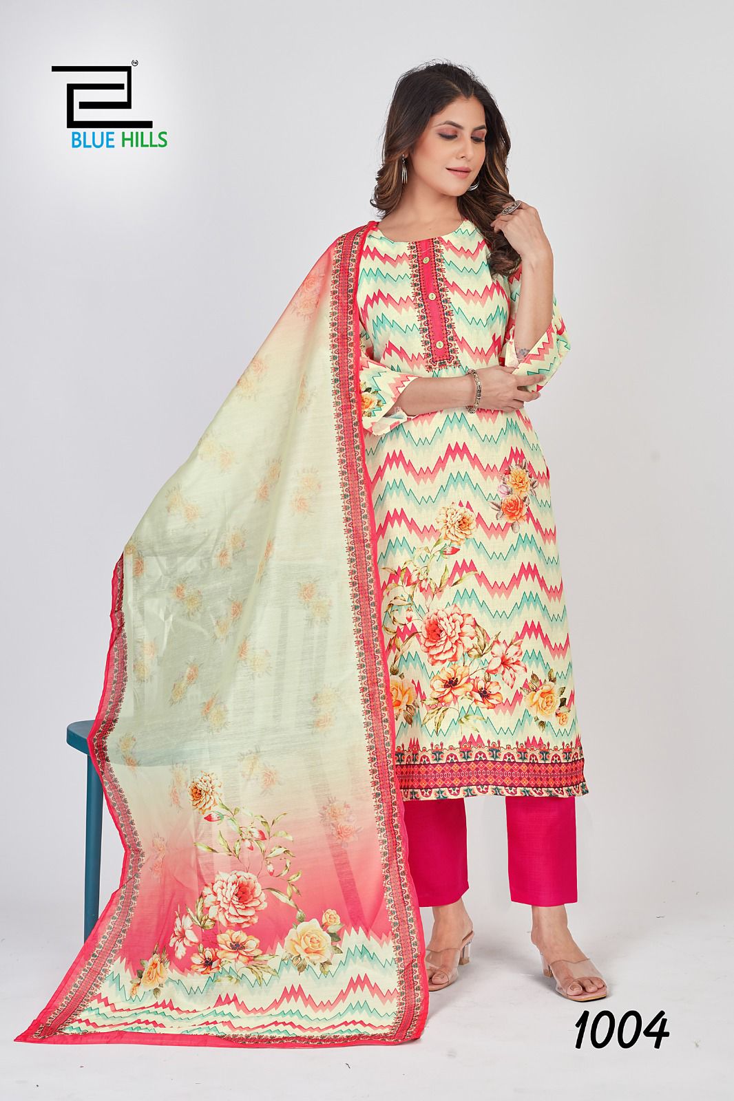 blue hills dollar cotton exclusive print top bottom with dupatta catalog