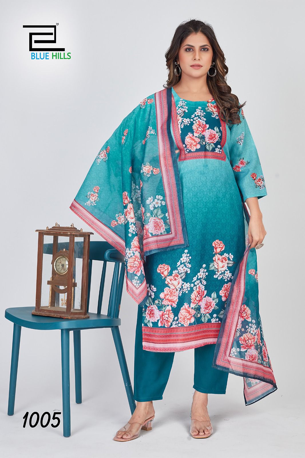 blue hills dollar cotton exclusive print top bottom with dupatta catalog