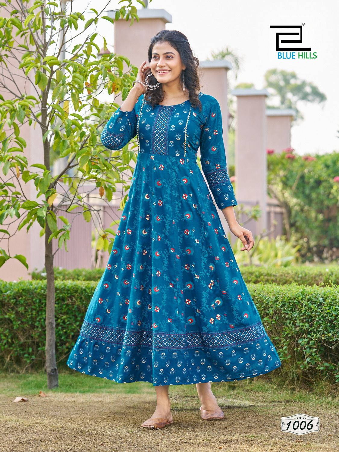 blue hills Happy Hours rayon stylish look kurti catalog