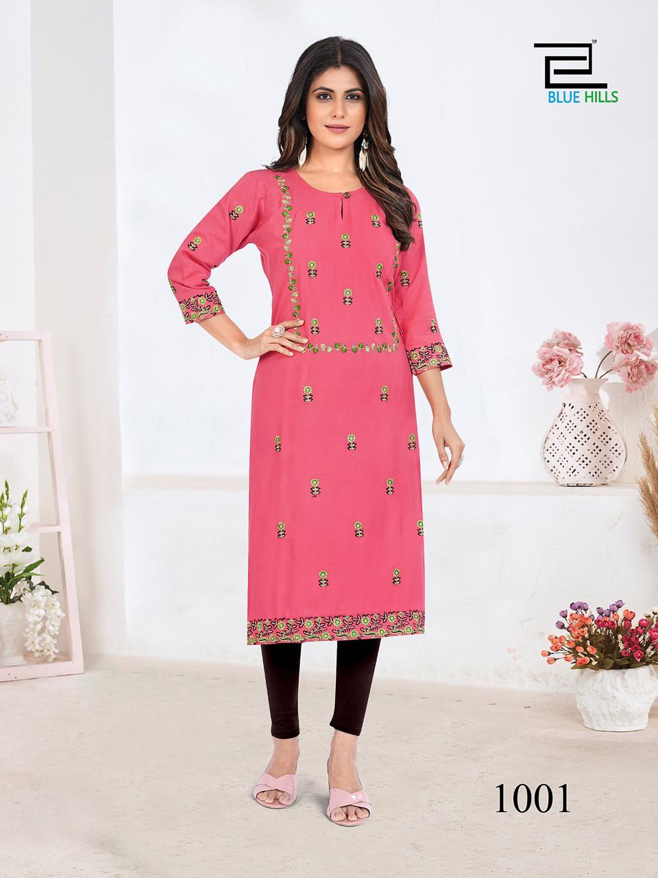 blue house sita raman rayon stylish look kurti catalog