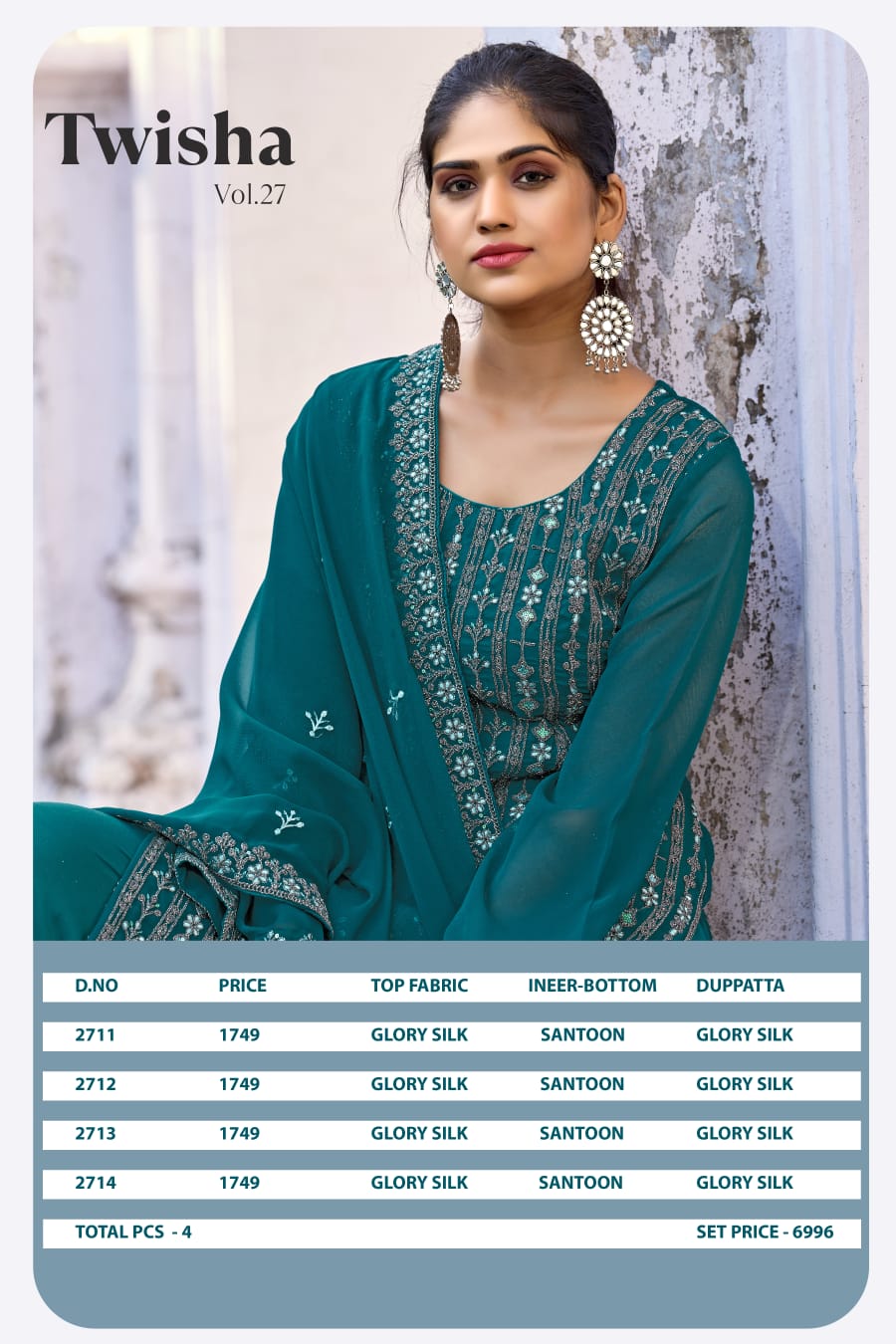 dani fashion Twisha Vol 27 glory silk gorgeous look salwar suit catalog