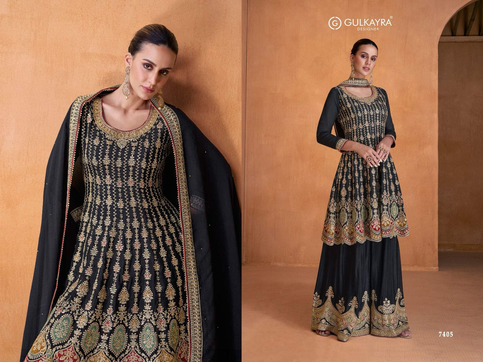 gulkayra designer ketki chinnon attrective embroidery look top bottom with dupatta catalog