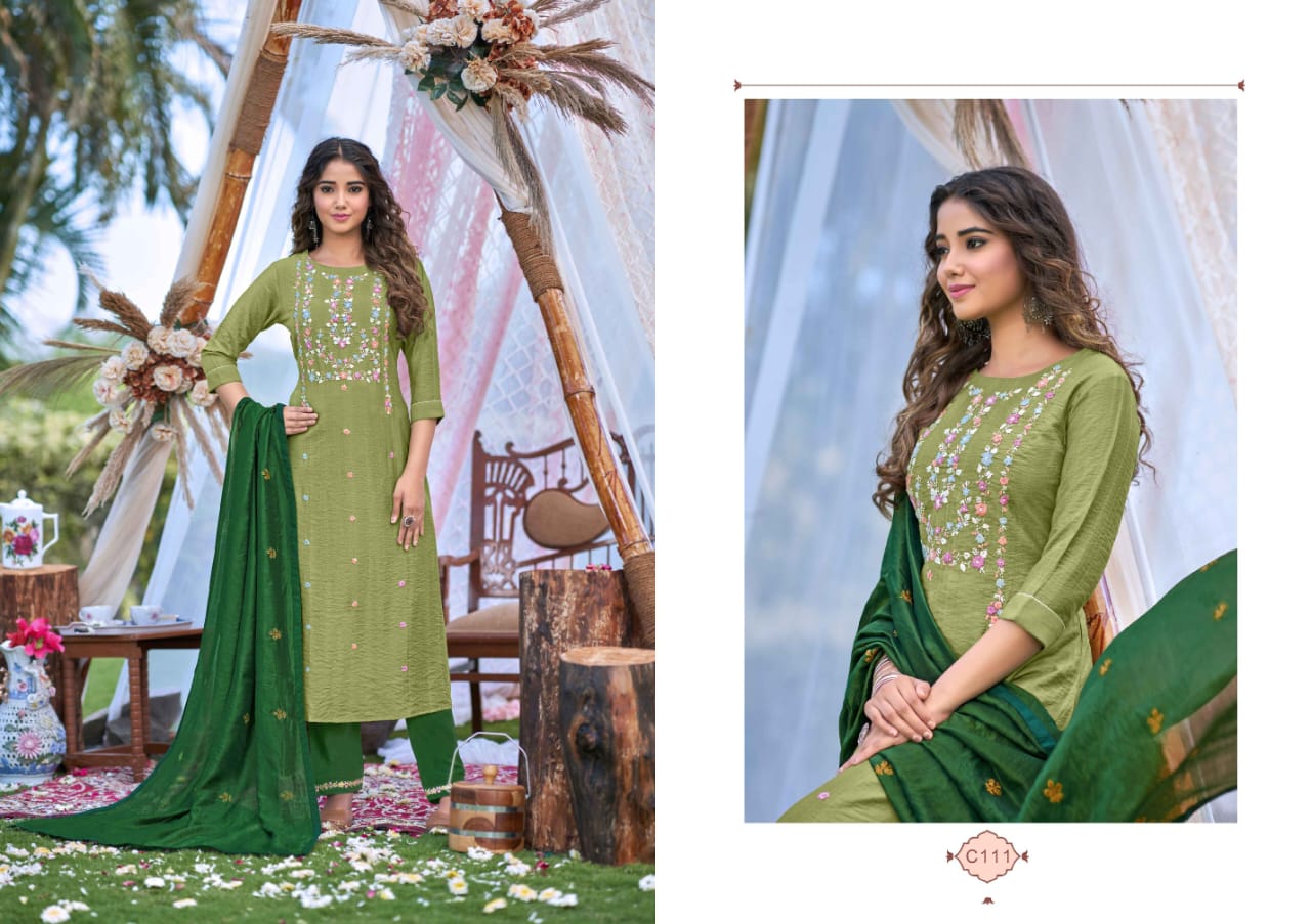 kalaroop by kajree rangat viscose innovative look kurti pant with dupatta catalog