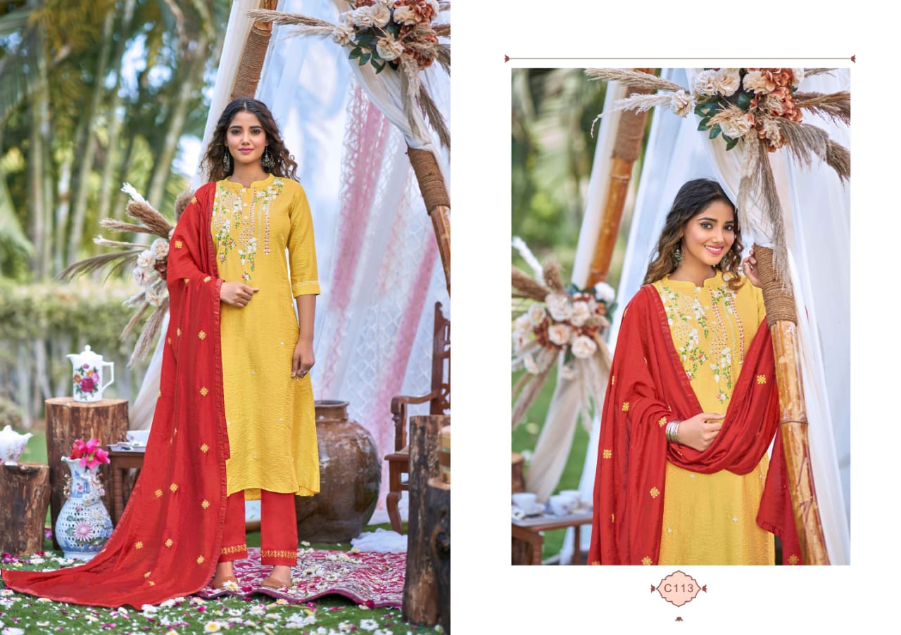 kalaroop by kajree rangat viscose innovative look kurti pant with dupatta catalog