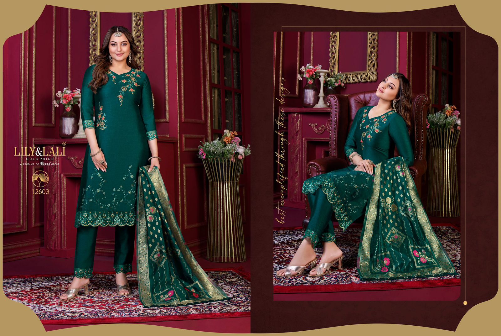 lily and lali Majestic Modish vichitra silk festive look top bottom with dupatta catalog