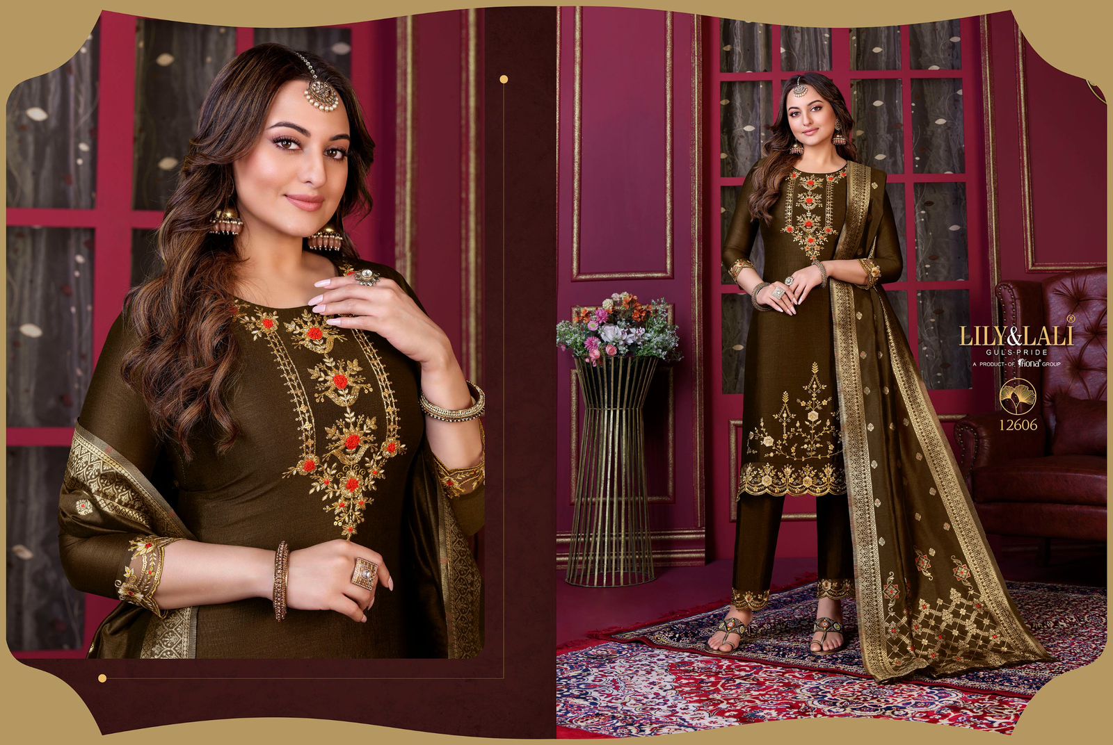 lily and lali Majestic Modish vichitra silk festive look top bottom with dupatta catalog